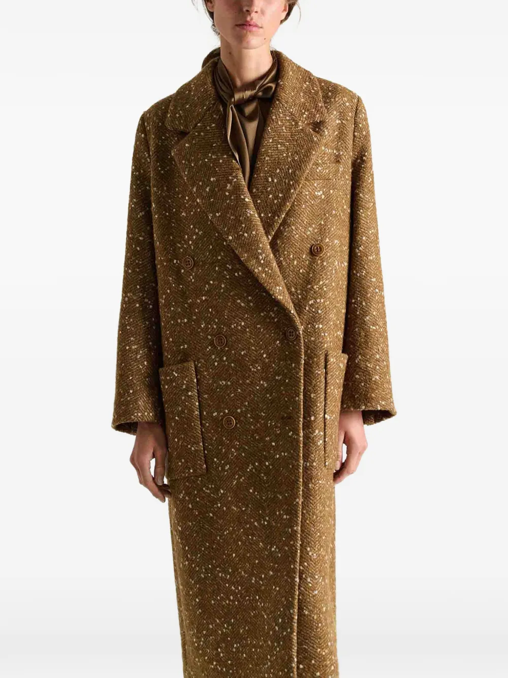 Dorothee Schumacher double-breasted tweed coat Bruin