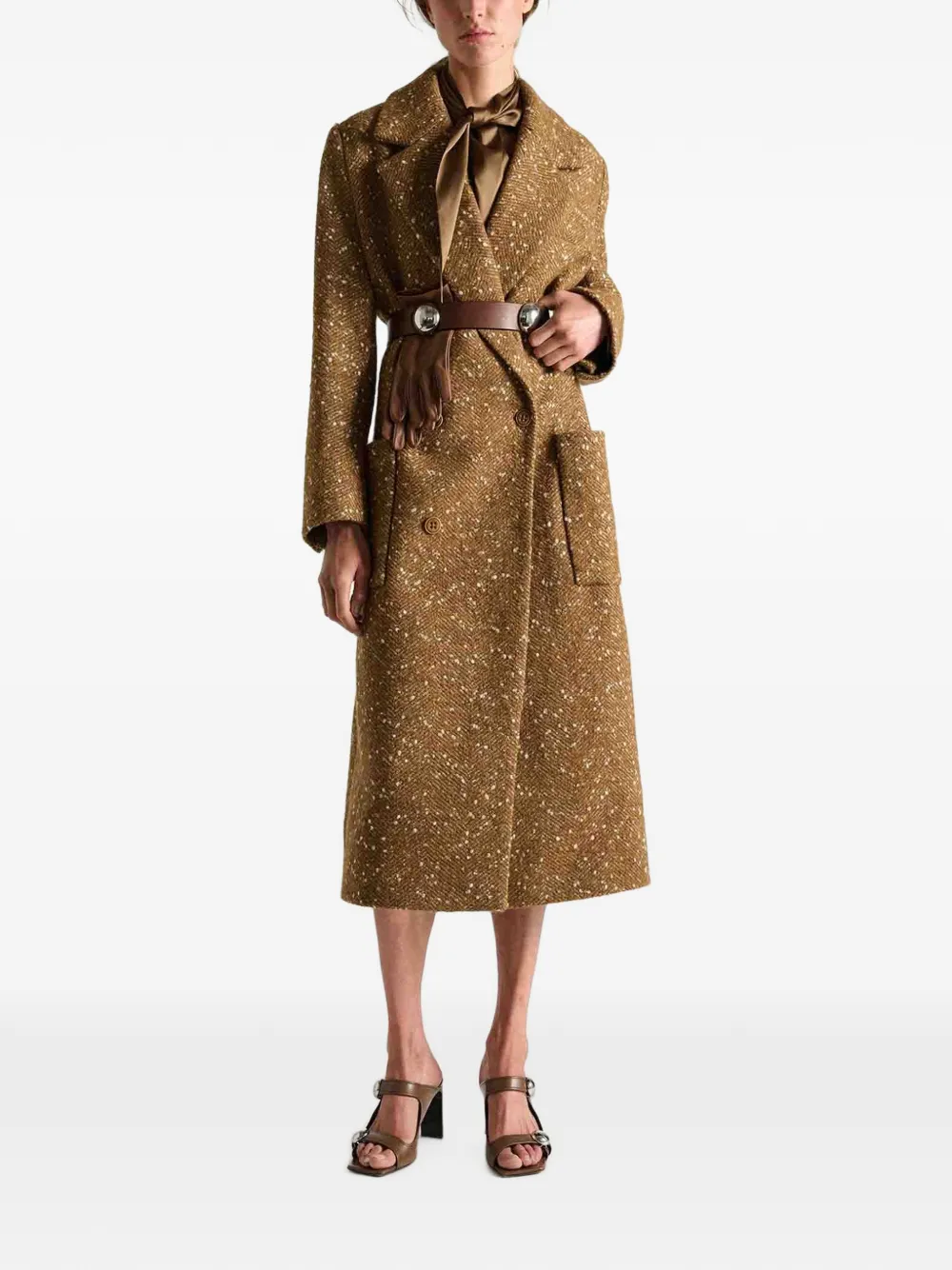 Dorothee Schumacher double-breasted tweed coat Bruin