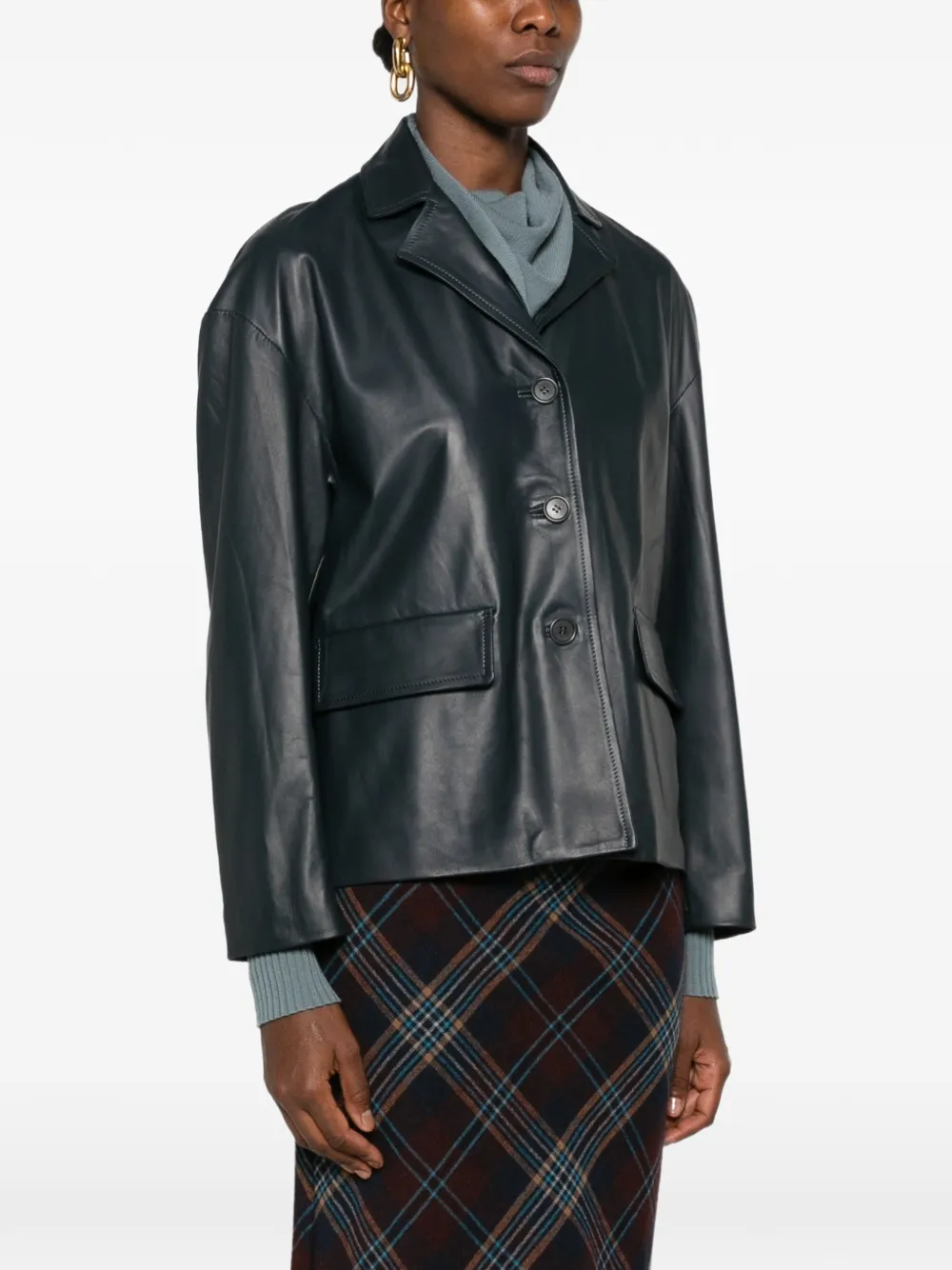 Salvatore Santoro Leren jack Blauw
