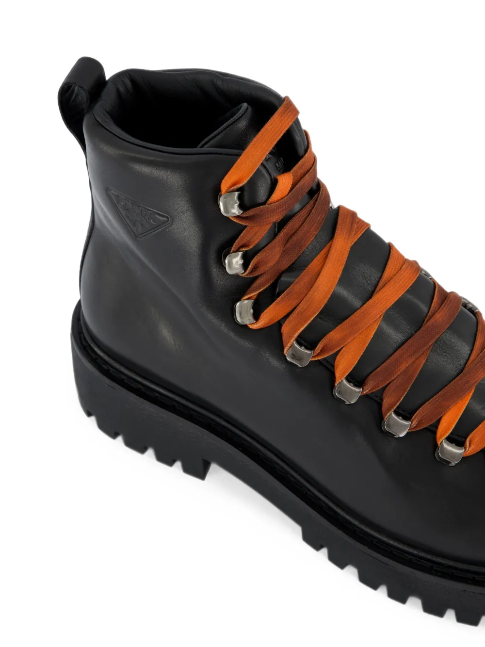 Prada logo-embossed leather boots Zwart