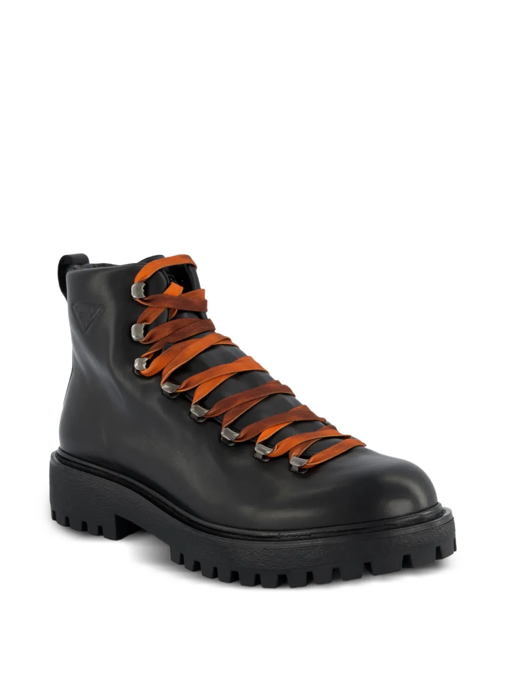 Prada logo-embossed leather boots Zwart