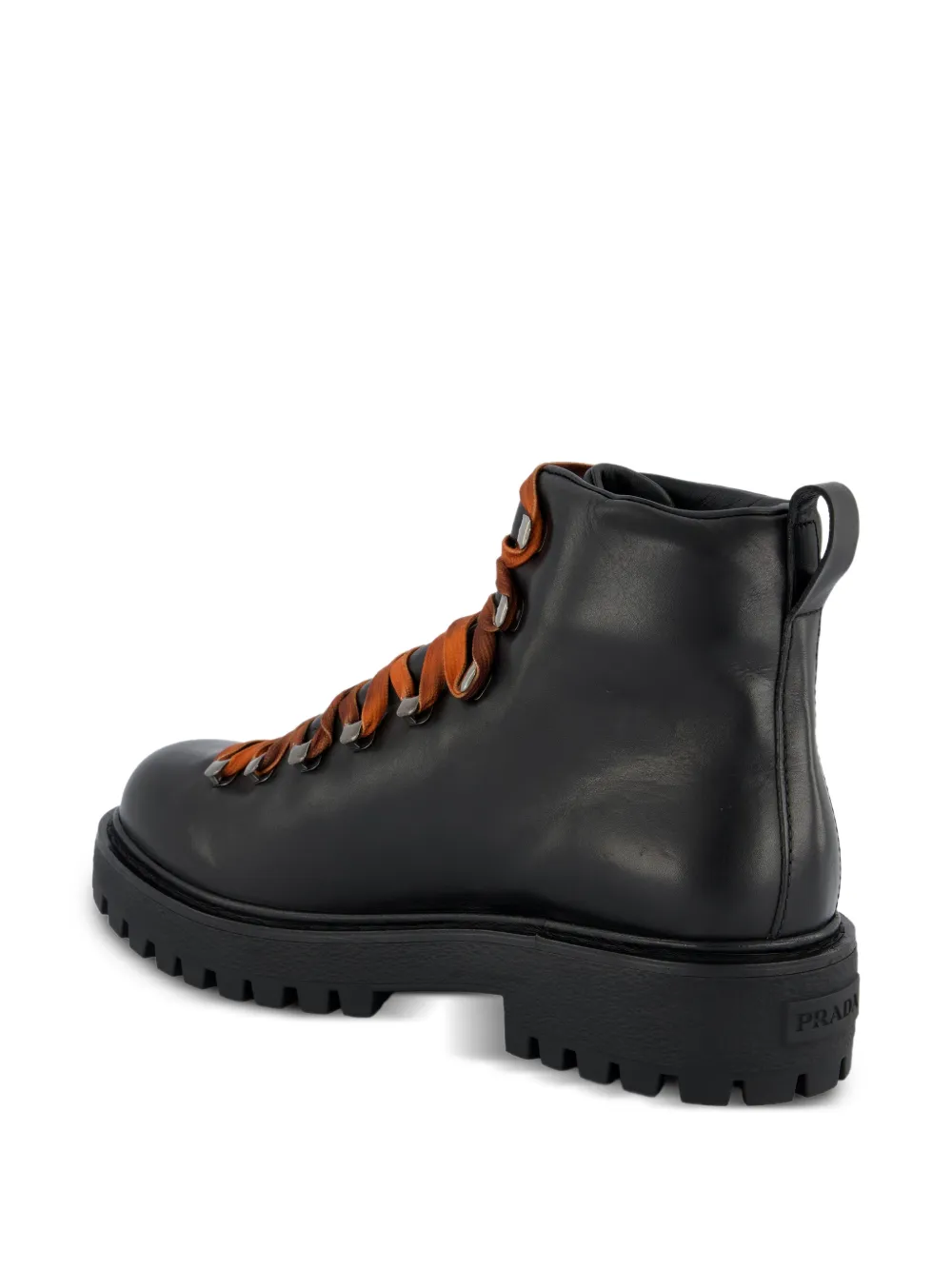 Prada logo-embossed leather boots Zwart