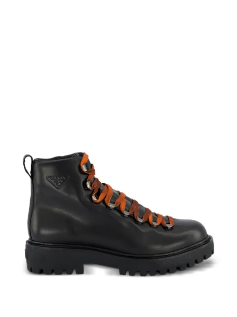 Prada logo-embossed leather boots