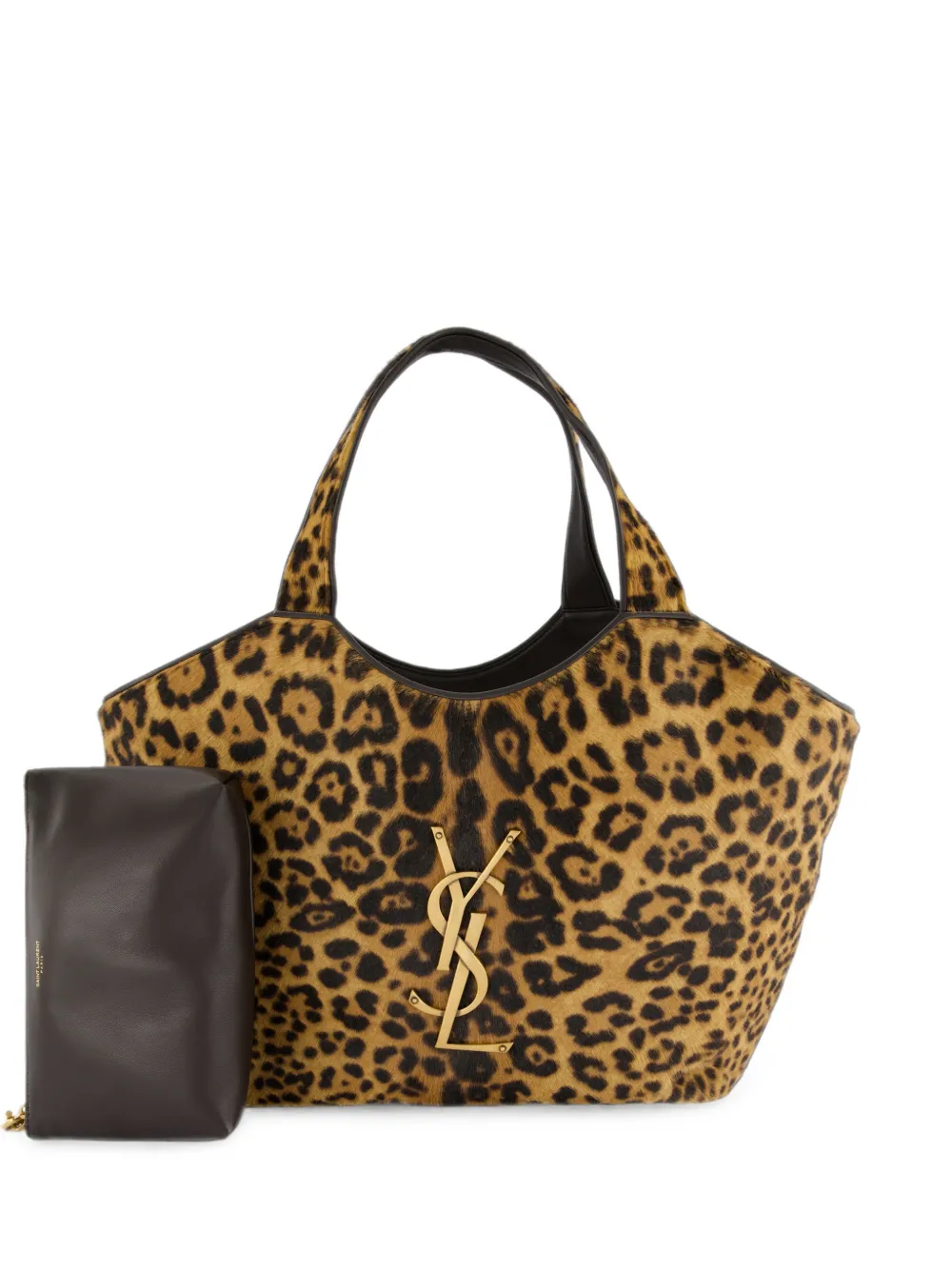 Saint Laurent medium Icare leopard-print tote bag - Marrone