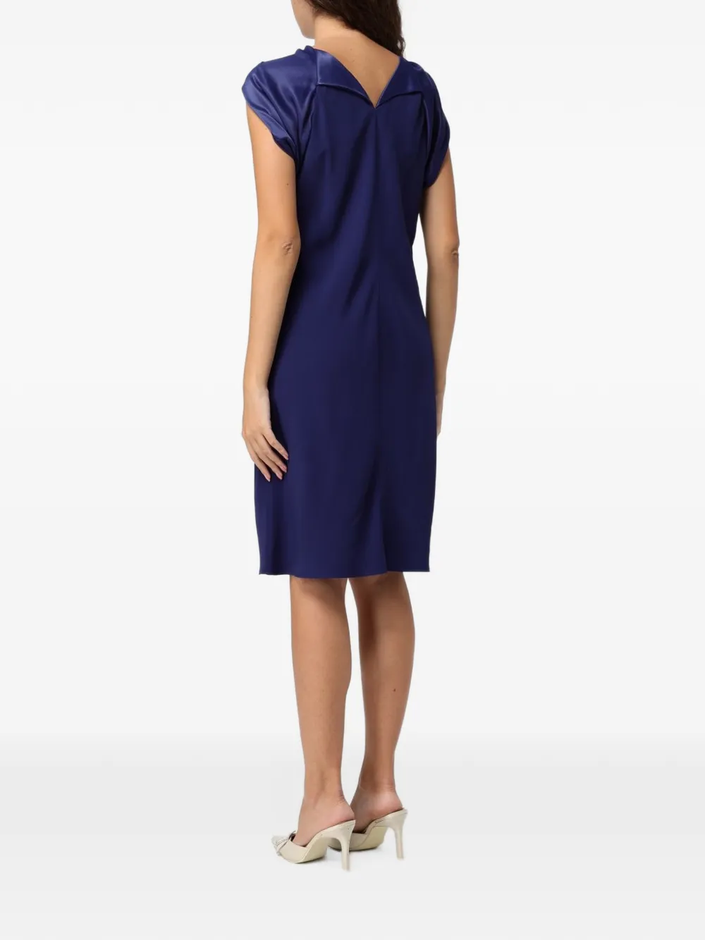 Alberta Ferretti Midi-jurk met satijnen vlakken en strikdetail Blauw