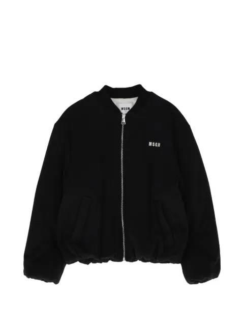 MSGM Kids logo-embroidered bomber jacket