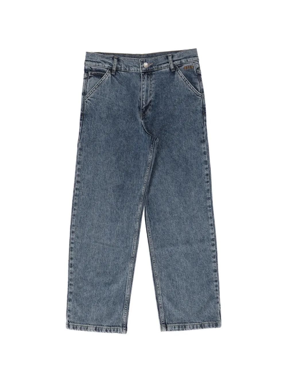 MSGM Kids acid-wash straight-leg jeans - Blu