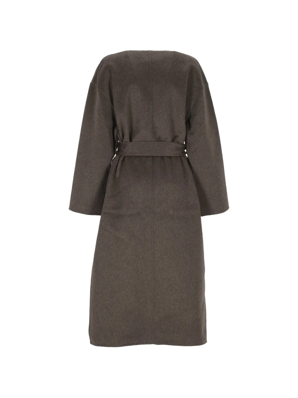 The Dynamis Studio Belted Wool Coat In Brown