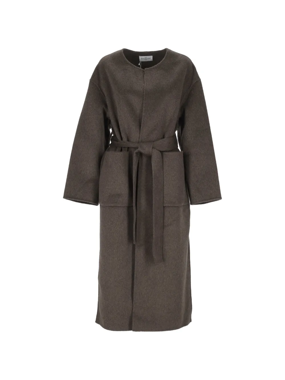 The Dynamis Studio Belted Wool Coat In Brown