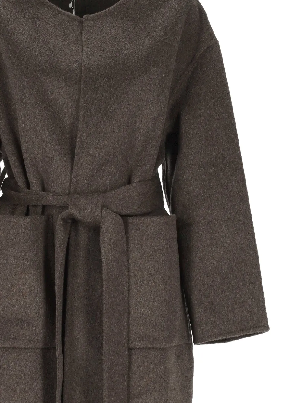 The Dynamis Studio Belted Wool Coat In Brown