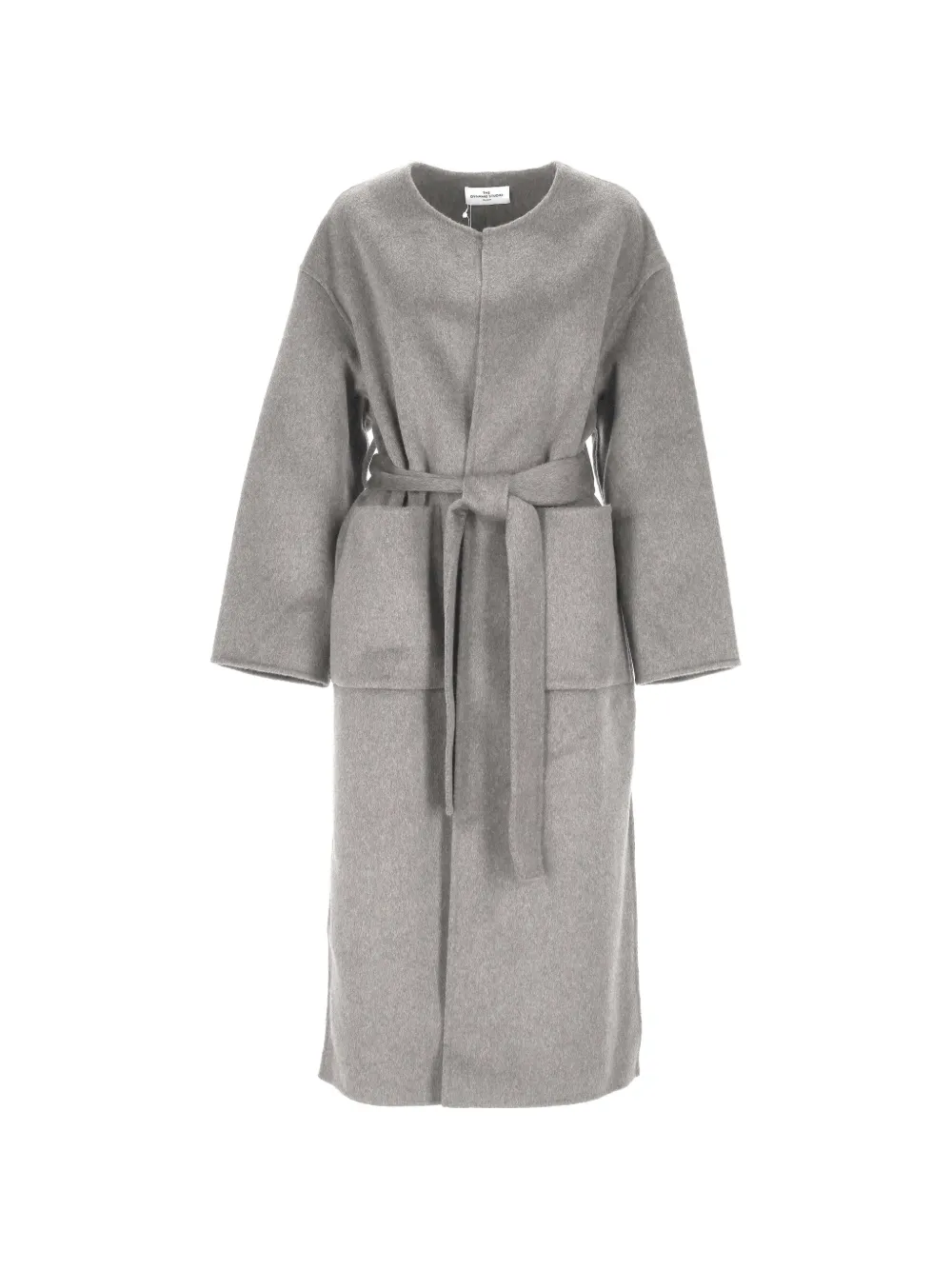The Dynamis Studio Belted Wool Coat In Gray