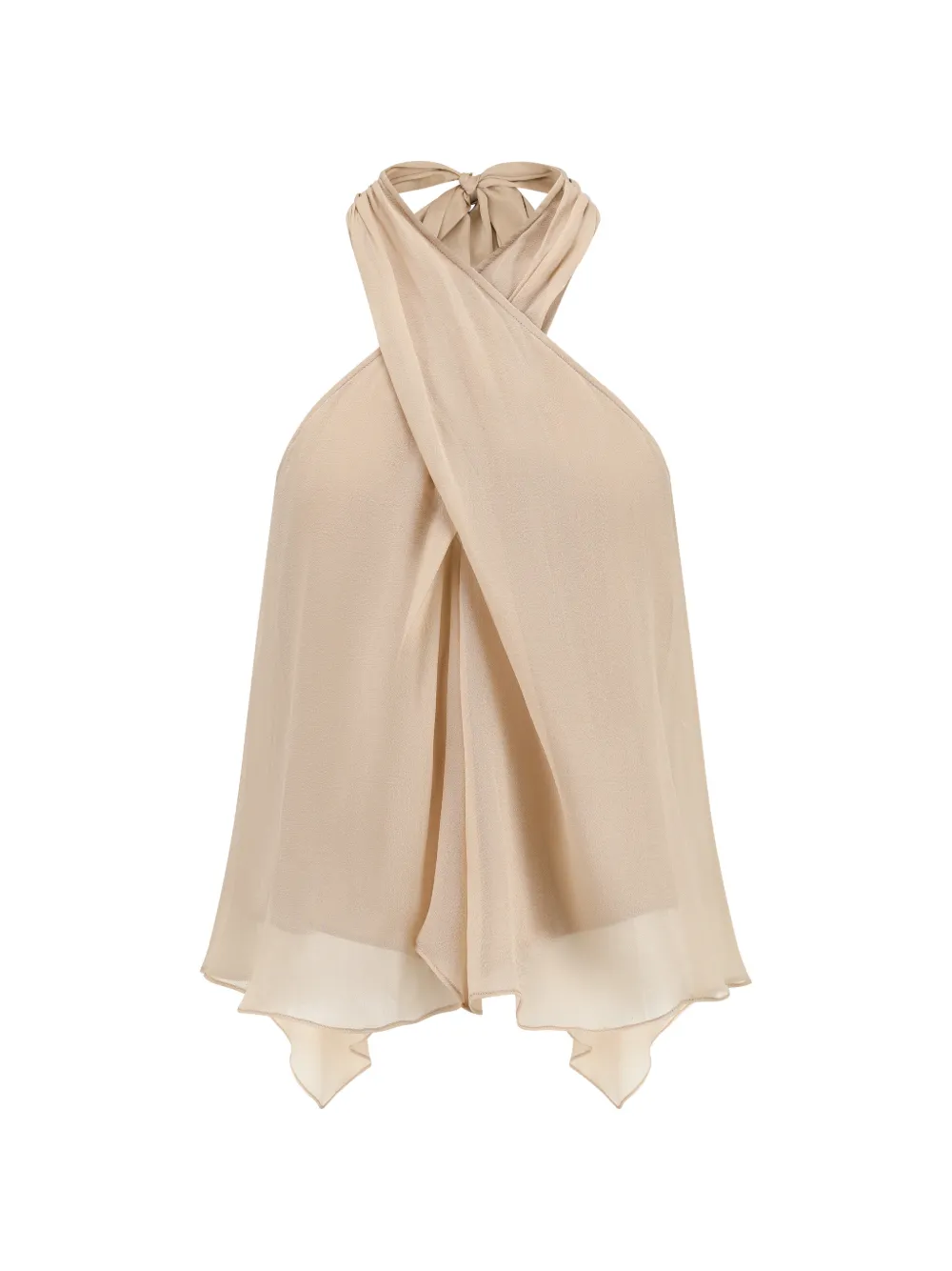 Oude Waag Halter-neck Double-layer Top In Neutral