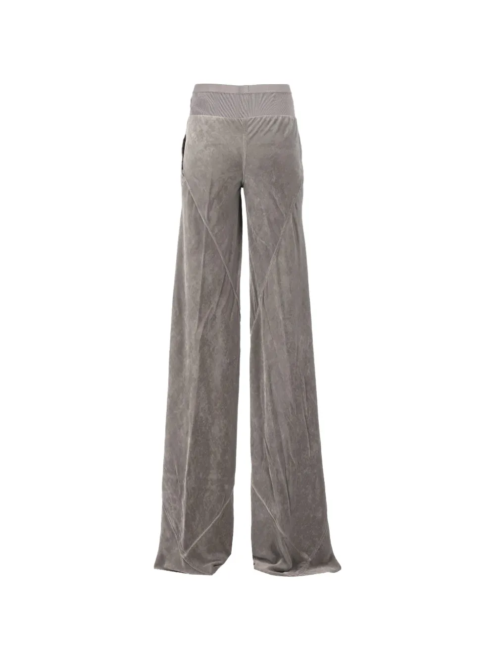 Rick Owens Bias velvet-finish flared trousers Grijs