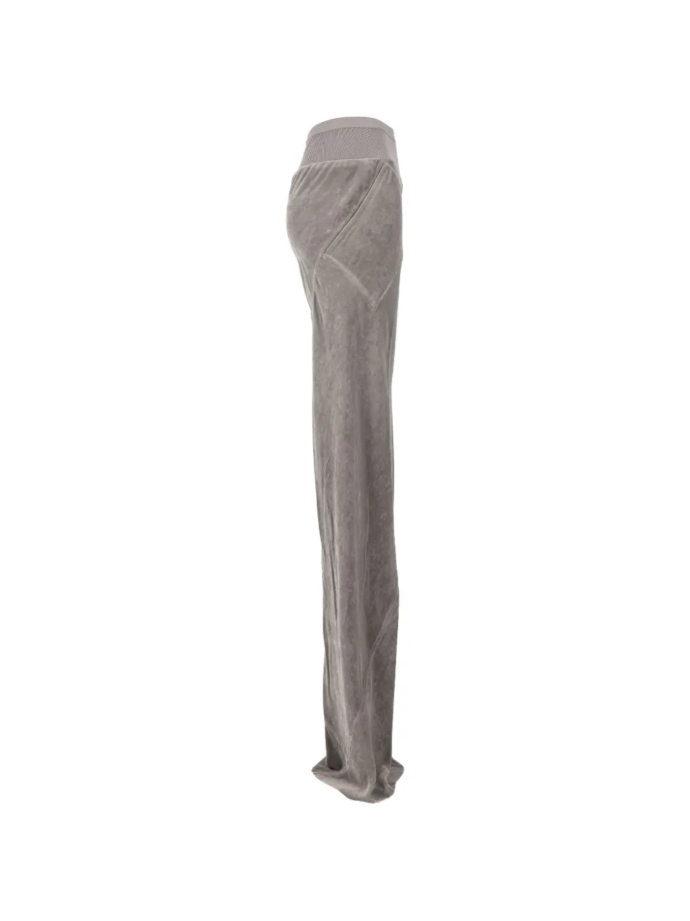 Rick Owens Bias velvet-finish flared trousers Grijs