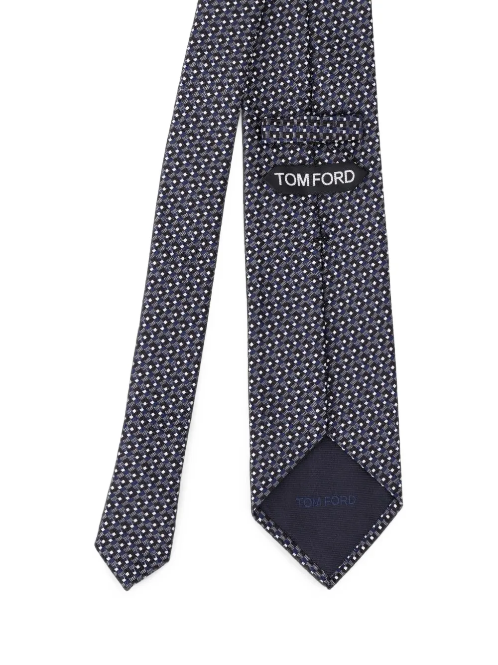 TOM FORD Zijden stropdas met geometrisch patroon Blauw
