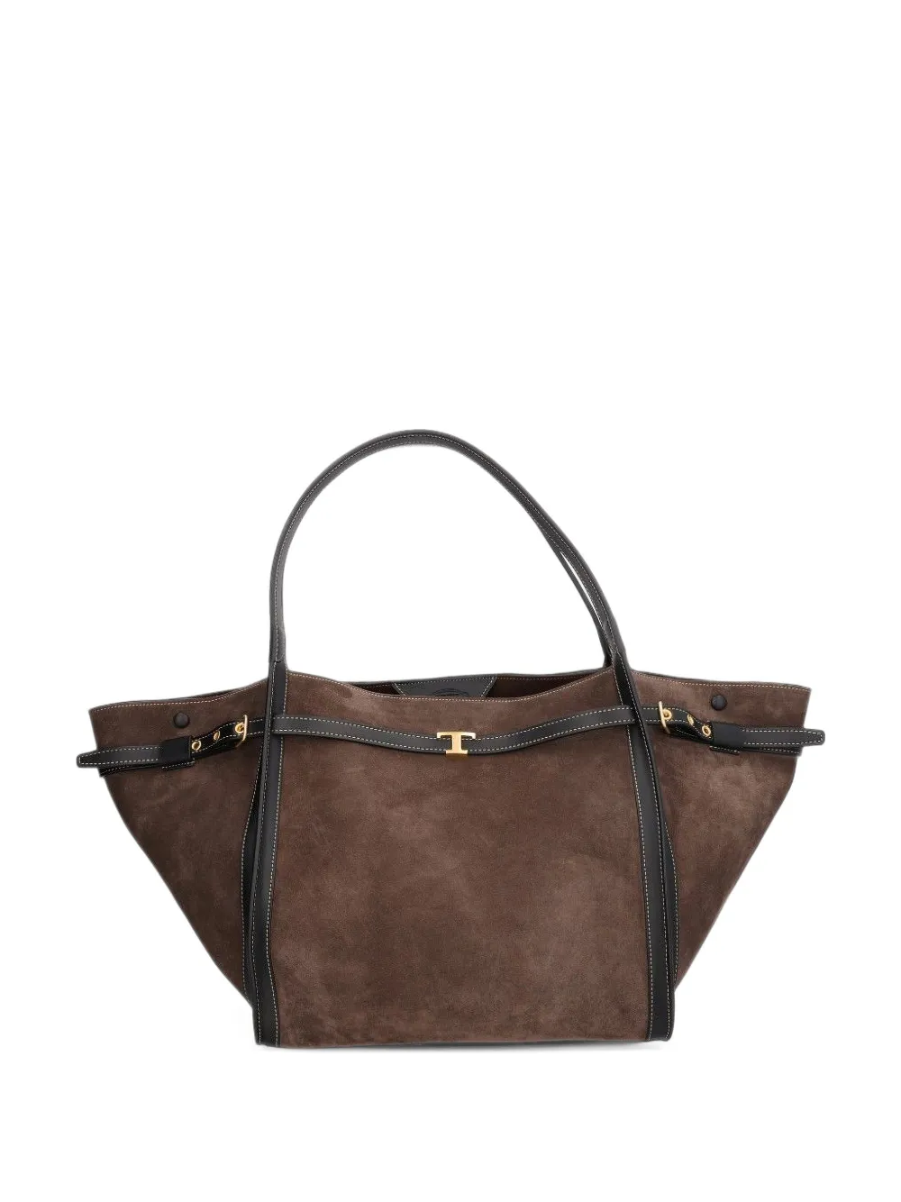 Tod's T Signature shopping bag in suede medium - Brown