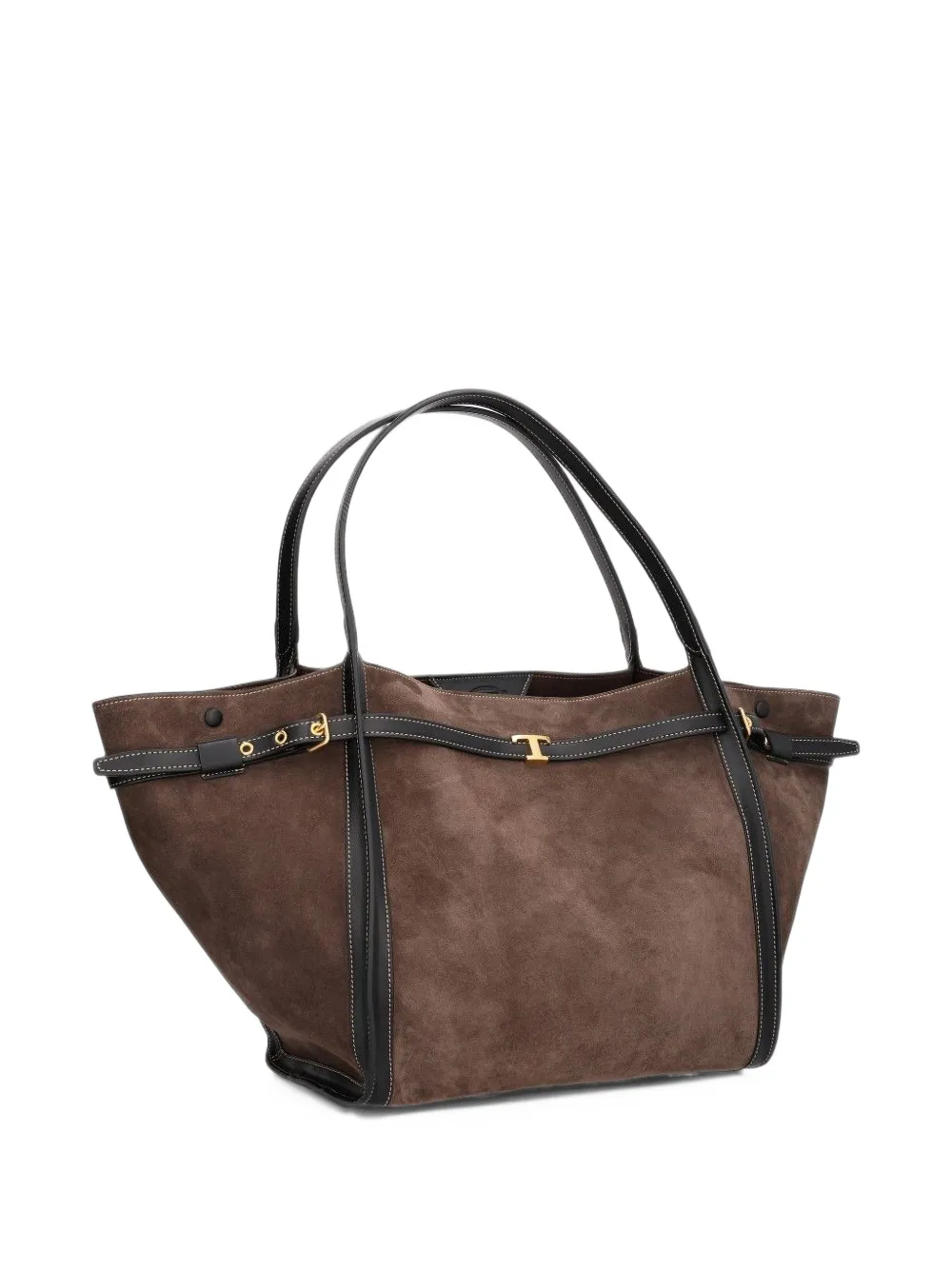 Tod's T Signature shopping bag in suede medium Bruin