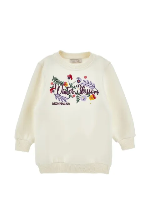 Monnalisa floral-embroidered sweater