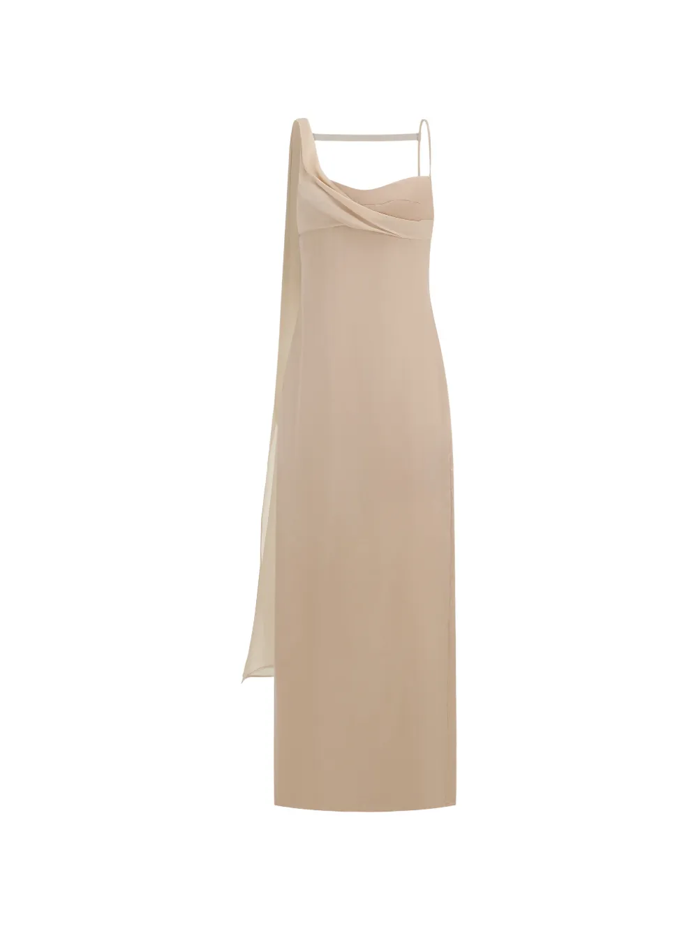 Oude Waag Ribbon-panelled Draped Midi Dress In Brown