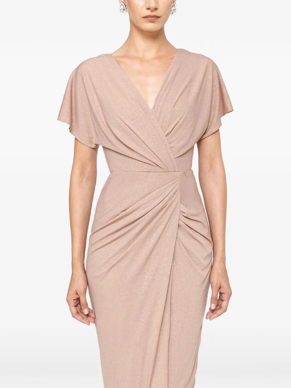 NISSA Midi-jurk met V-hals Beige