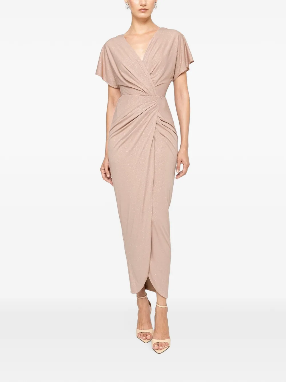 NISSA Midi-jurk met V-hals Beige