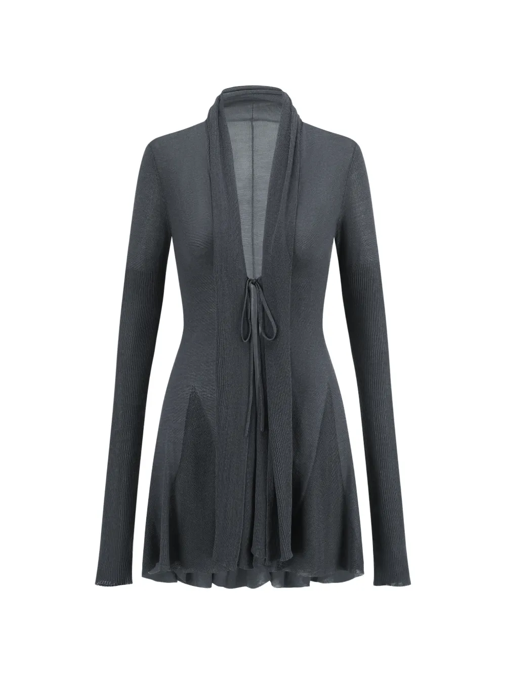 Oude Waag Fishtail-hem Knit Cardigan In Gray