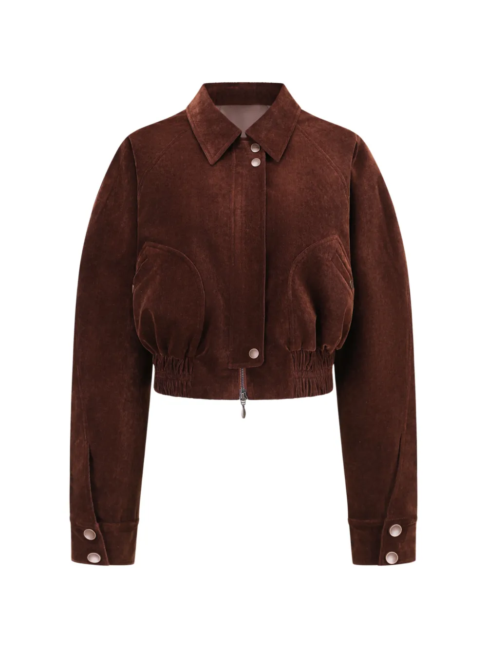 Oude Waag Corduroy Cocoon Cropped Jacket In Brown