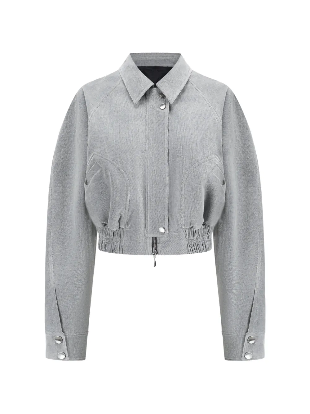 Oude Waag Corduroy Cocoon Cropped Jacket In Gray