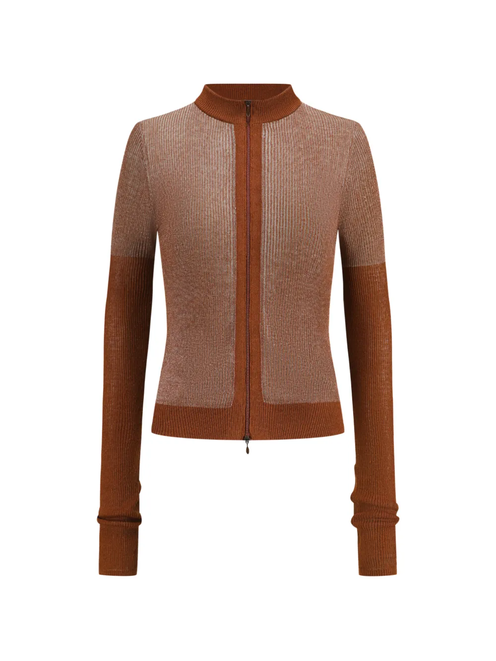 Oude Waag Metallic Ribbed-knit Cardigan In Braun