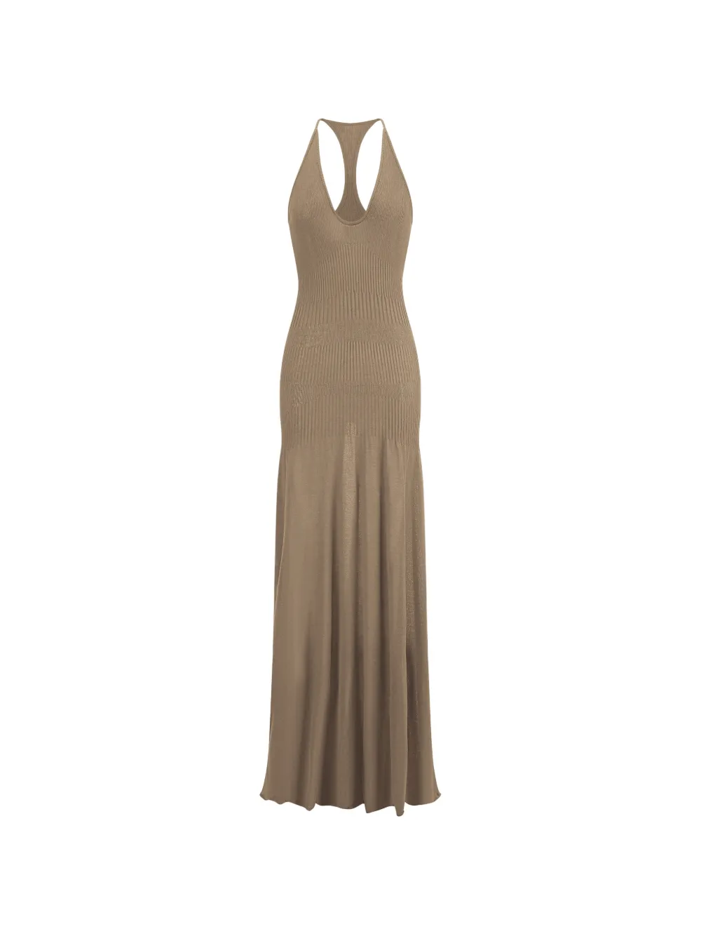 Oude Waag Ripple Ribbed-knit Maxi Dress In Brown
