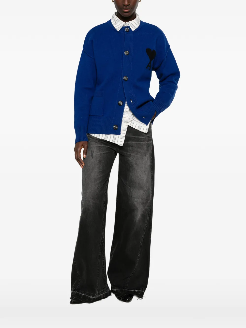 AMI Paris Vest met logo Blauw