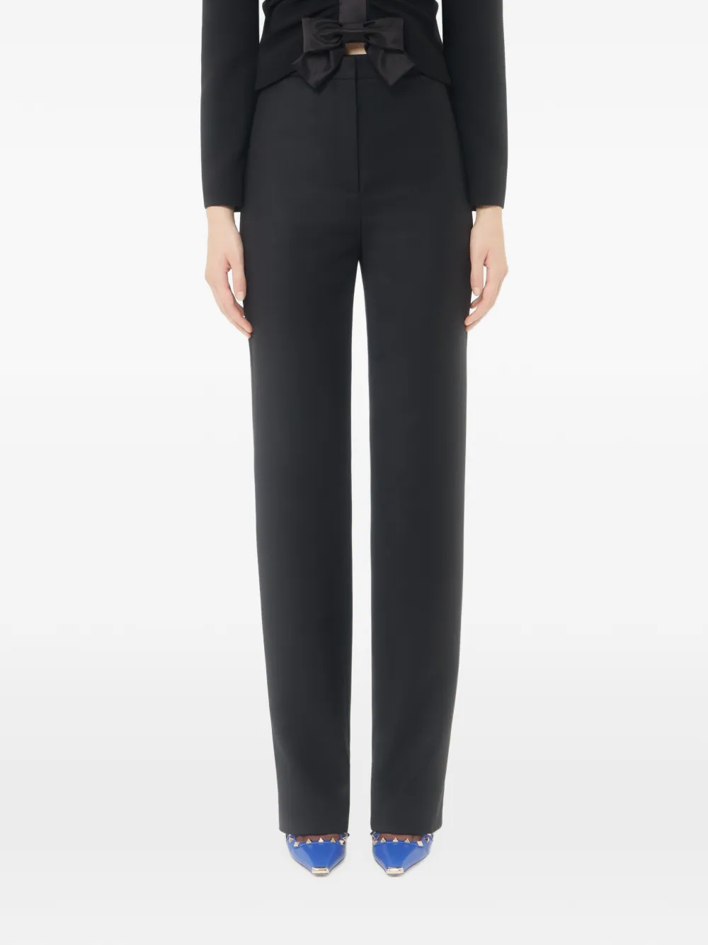 Valentino Garavani soft sheen wool pants Zwart
