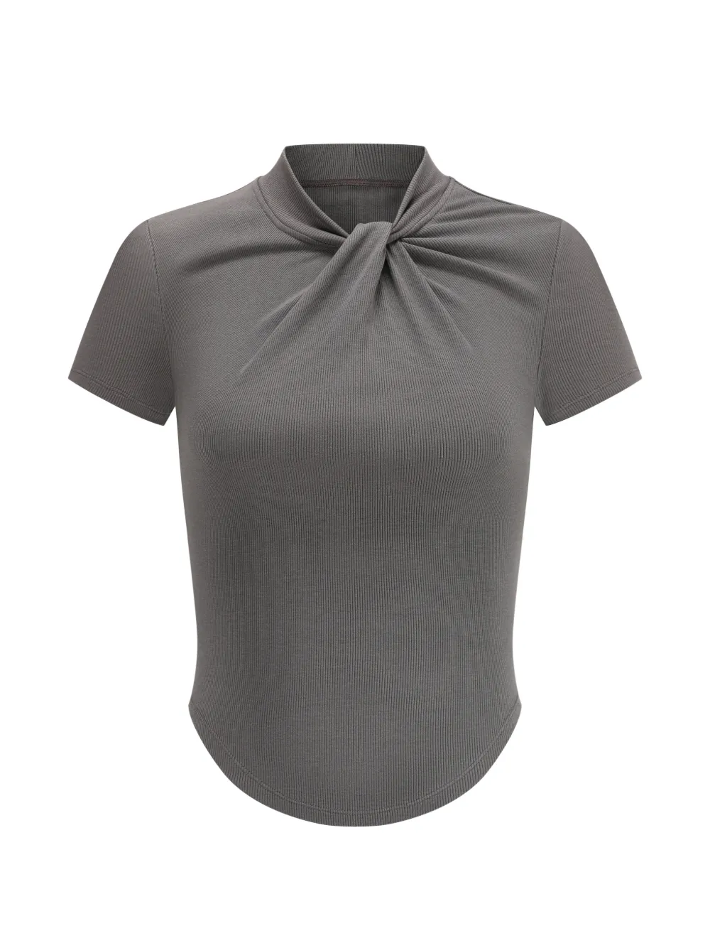 Oude Waag Knotted Ribbed Top In Gray