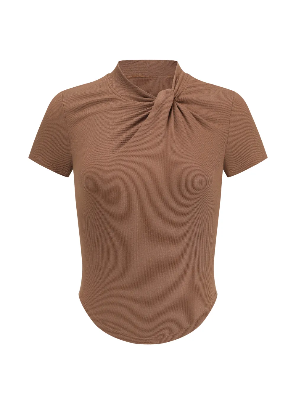 OUDE WAAG knotted-neck ribbed-knit T-shirt