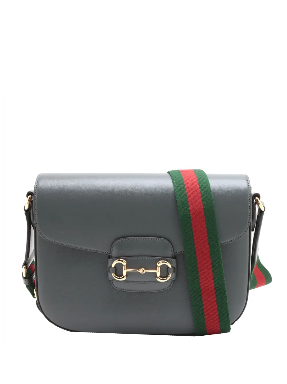 Gucci Pre-Owned 2016-2026 Large Calfskin Web Horsebit 1955 crossbody bag - Grigio