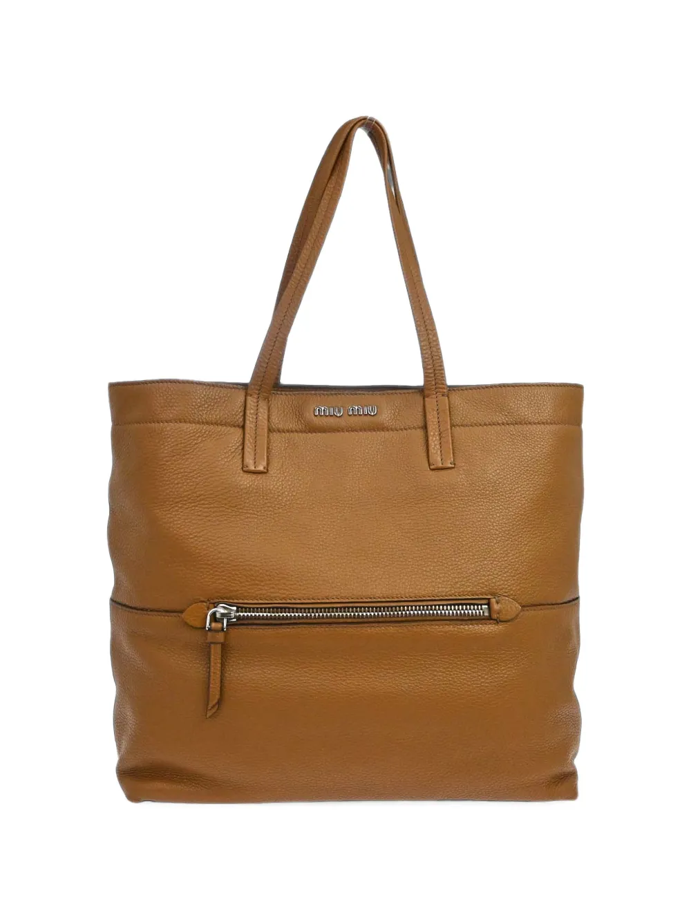 Miu Miu Pre-Owned 2010-2020s grained leather shopper tote bag - Marrone