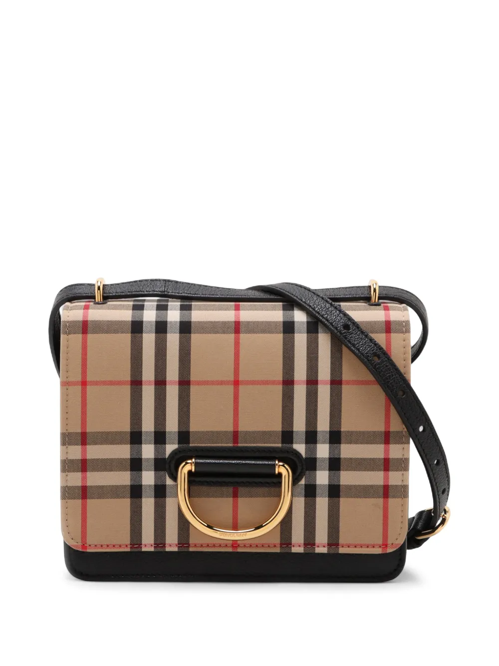 Burberry Pre-Owned 2000-2017 Small Goatskin Trimmed House Check Canvas D Ring crossbody bag - Nude