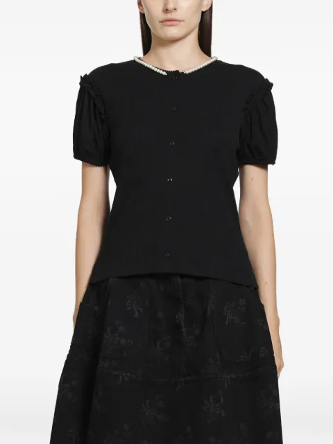 Simone Rocha pointelle puff-sleeve blouse