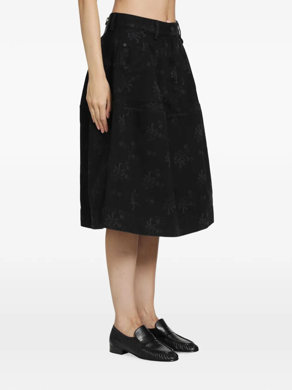 Simone Rocha Cargo midi-rok met geborduurde strik Zwart