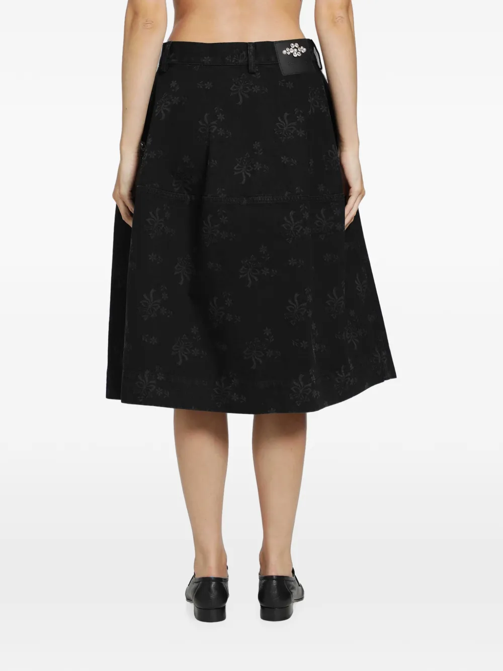 Simone Rocha Cargo midi-rok met geborduurde strik Zwart