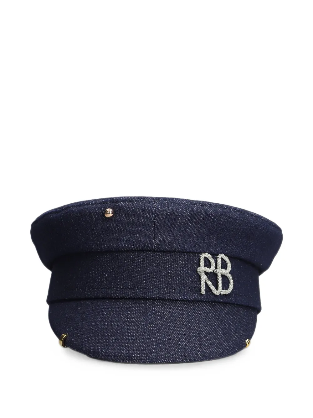 Ruslan Baginskiy Baker Boy monogram-embroidered denim baker boy hat - Blu