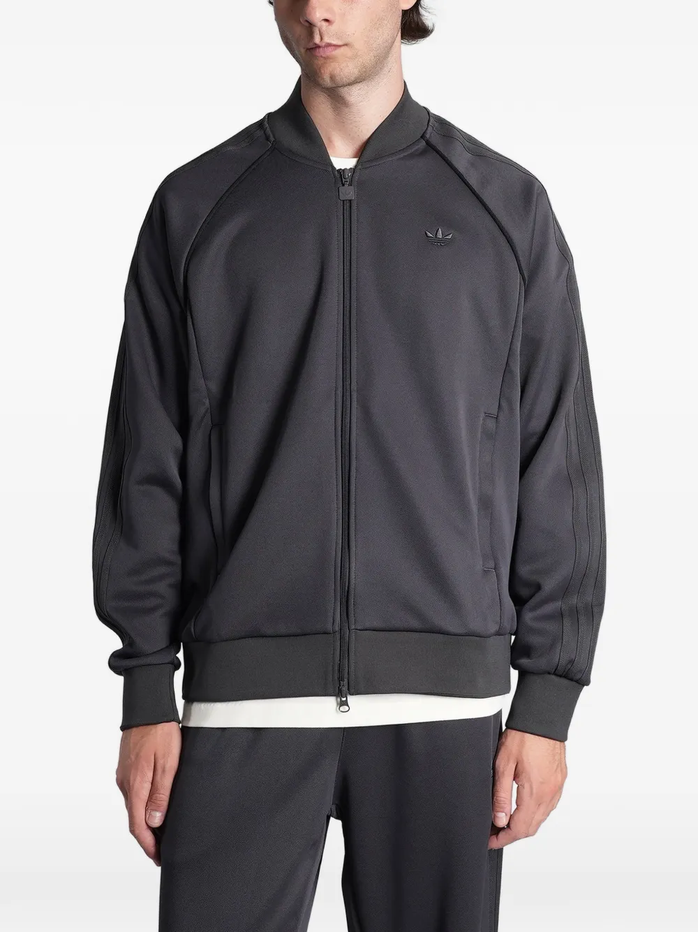 adidas logo-embroidered track jacket - Grigio