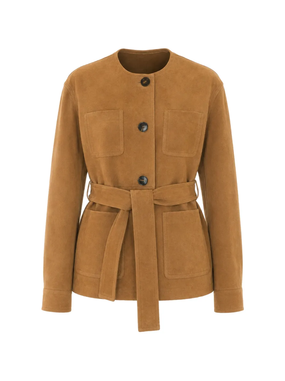 Max Mara belted suede jacket - Marrone