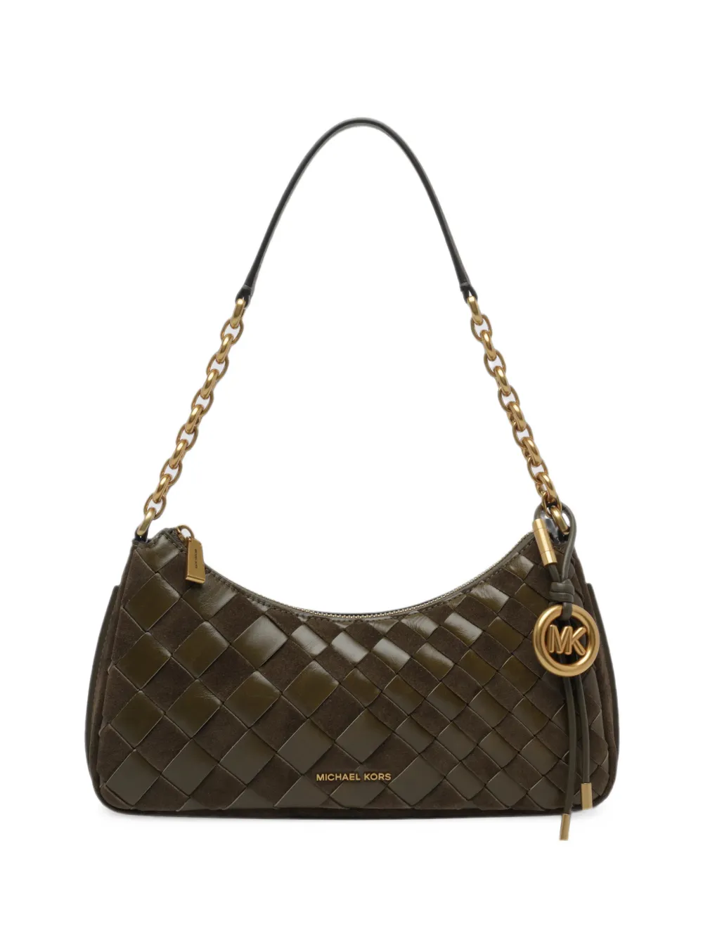 Michael Michael Kors Nolita medium hand-woven leather chain pochette - Verde