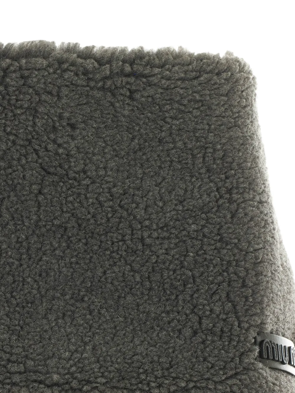 Miu Mini-rok met teddy-textuur en logopatch Grijs