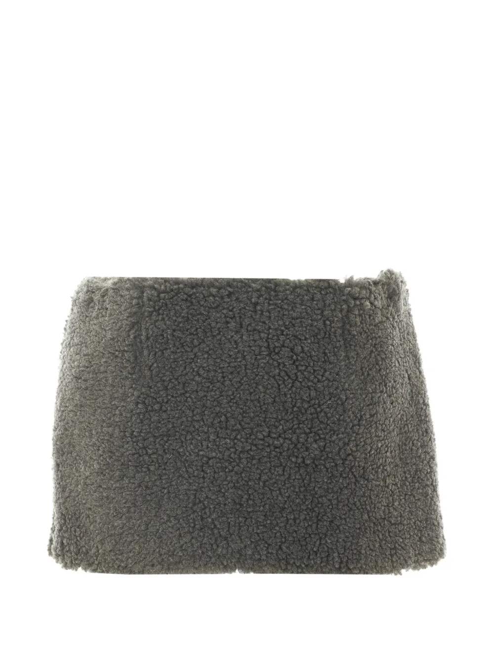 Miu Mini-rok met teddy-textuur en logopatch Grijs
