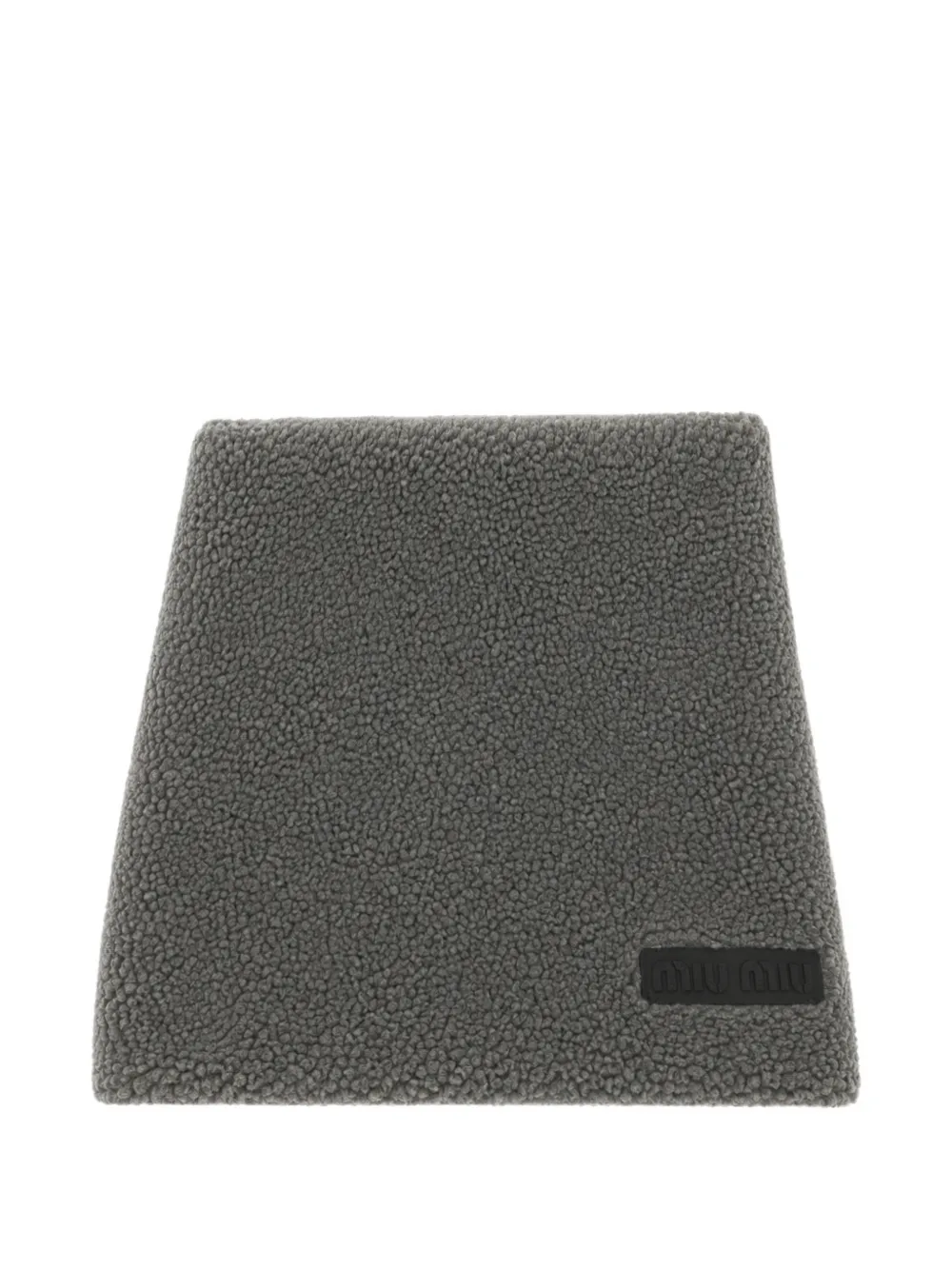 Miu Miu Teddy-texture logo-patch mini skirt - Grigio