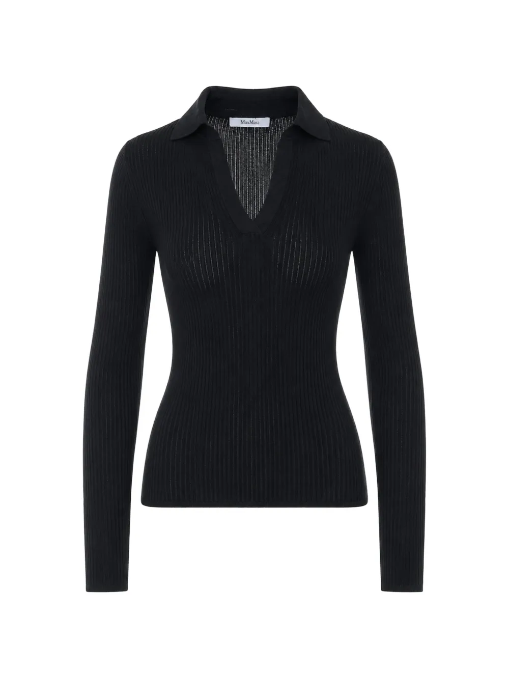 Max Mara ribbed-knit V-neck top - Nero