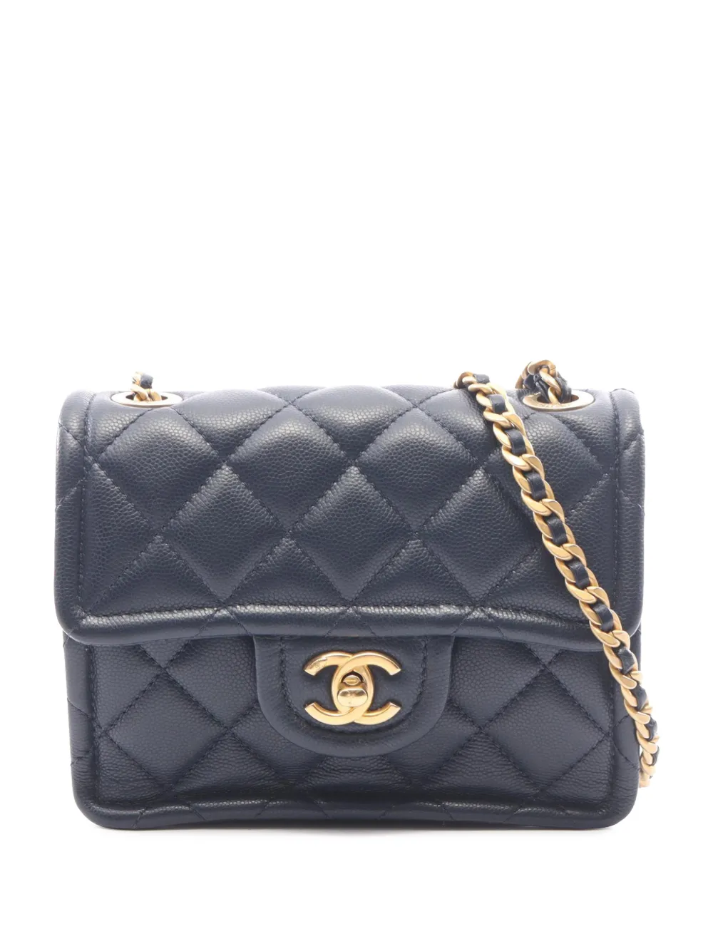 CHANEL Pre-Owned Borsa a tracolla Sweet mini in pelle Caviar trapuntata con battente 2021 - Blu