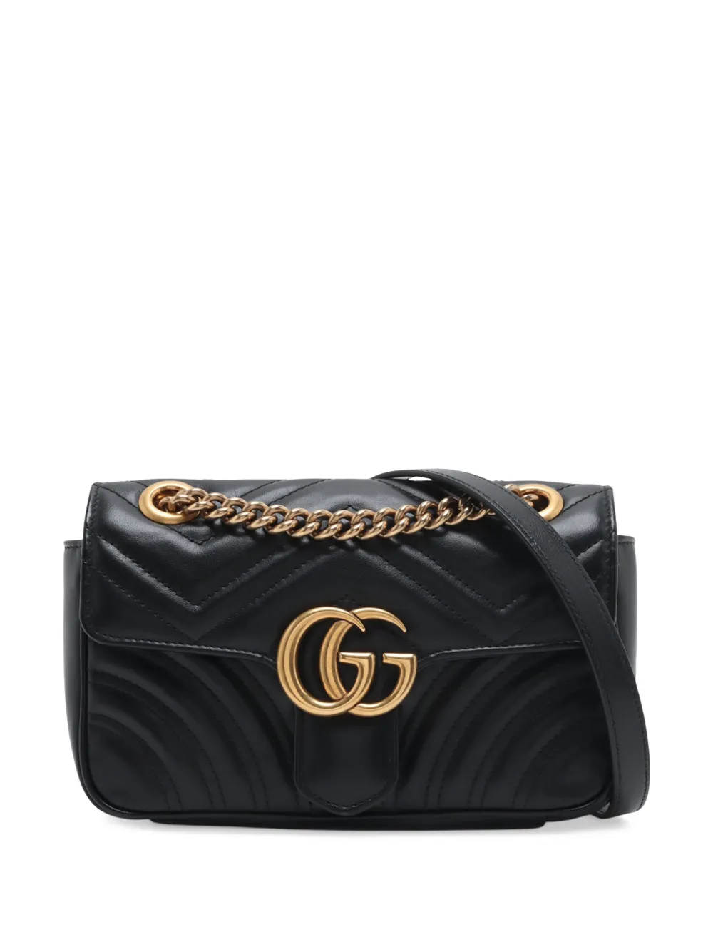 Gucci Pre-Owned 2016-2026 Small GG Marmont Matelasse Calfskin shoulder bag - Nero